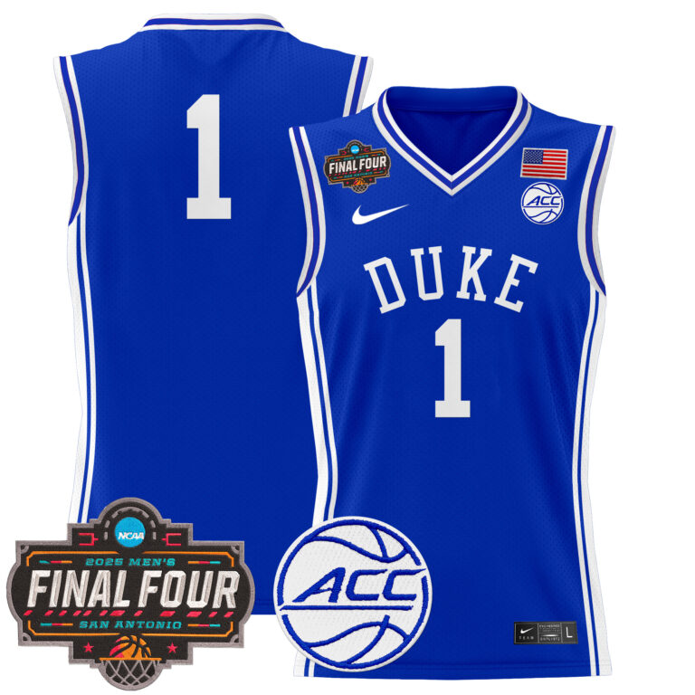 Men Duke Blue Devils 1 blue 2025 Final Four Patch NCAA Jersey